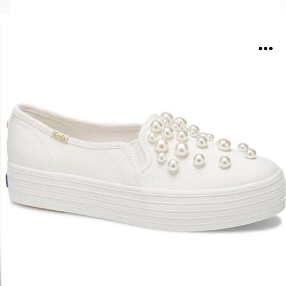 KATE SPADE x Keds Triple Decker Pearl Bridal Slip On Platform Shoes - Picture 1 of 8